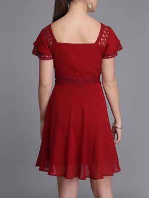 mesh paneled a-line dress - 15726261 - Standard Image - 3