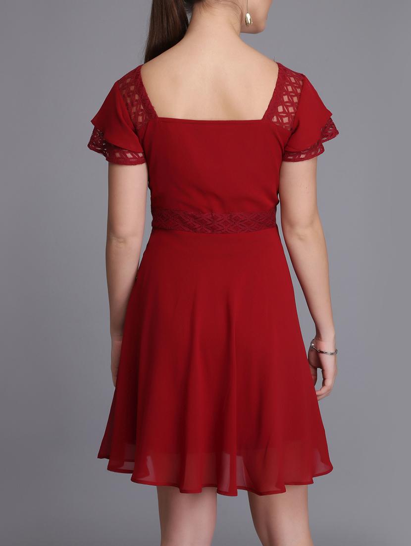 mesh paneled a-line dress - 15726261 - Zoom Image - 3