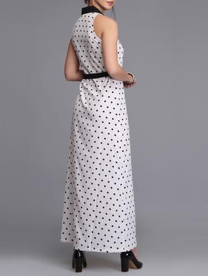 tie up waist polka dots maxi dress - 15726271 - Standard Image - 3