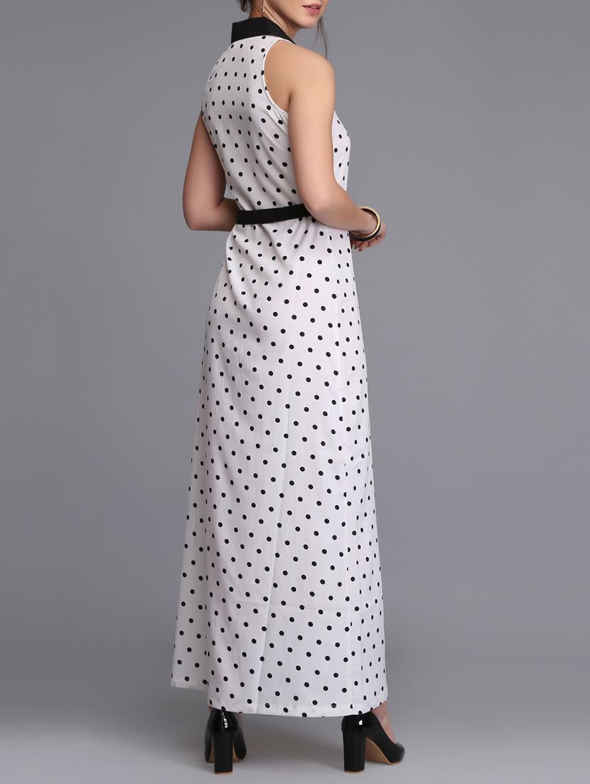 tie up waist polka dots maxi dress - 15726271 - Zoom Image - 3