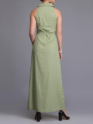 button up checkered maxi dress - 15726272 - Standard Image - 3
