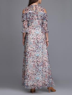 ruffle detail cold shoulder maxi dress - 15726273 - Standard Image - 3
