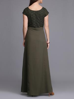 pleat detail embroidered maxi dress - 15726275 - Standard Image - 3
