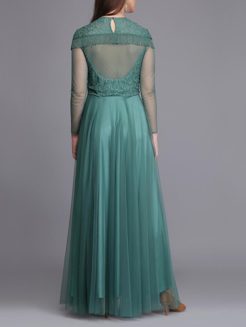 fringed detail embroidered gown - 15726279 - Zoom Image - 3