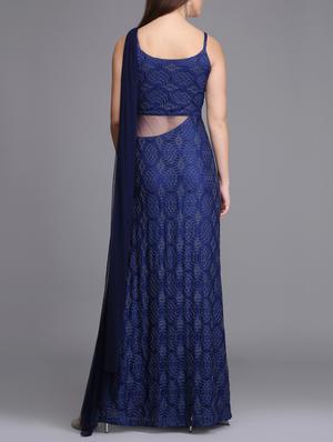 Dupatta look drape fit & flare gown - 15726281 - Standard Image - 3