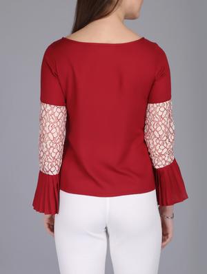 lace insert bell sleeved top - 15726284 - Standard Image - 3