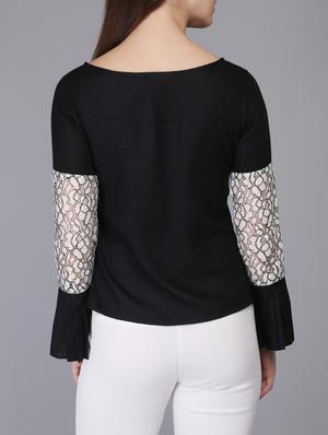 lace insert bell sleeved top - 15726285 - Standard Image - 3