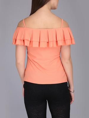 cold shoulder pleated top - 15726294 - Standard Image - 3