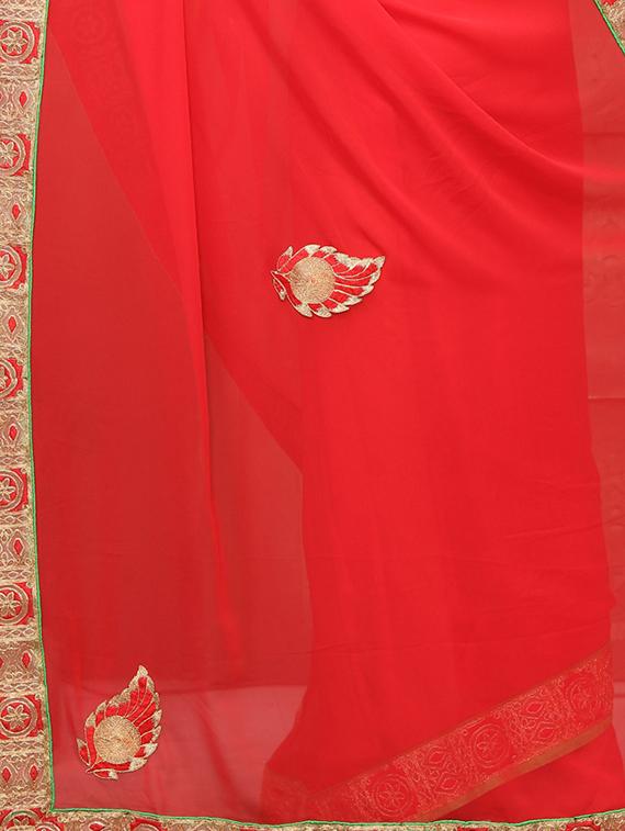 paisley embroidered saree with blouse - 15726368 - Zoom Image - 3