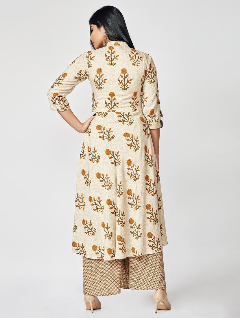 Printed tassles detail kurta palazzo set - 15726539 - Zoom Image - 3