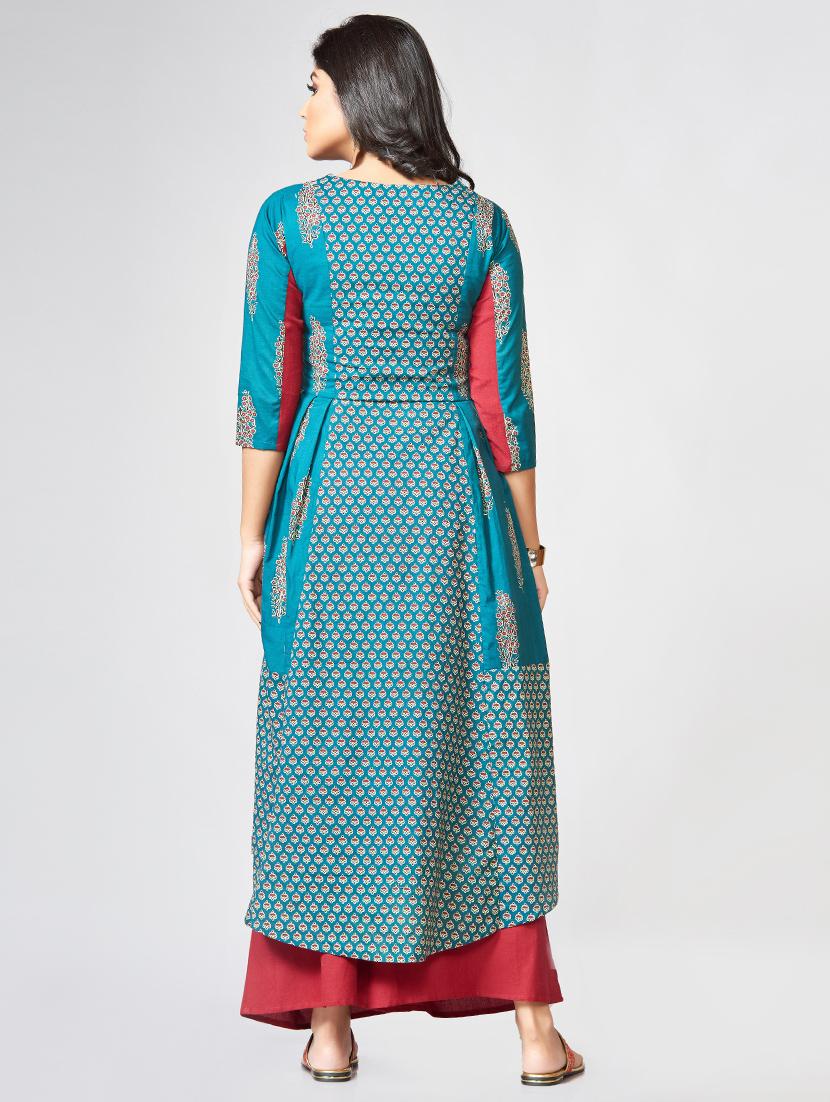 Printed a-line kurta palazzo set - 15726543 - Zoom Image - 3