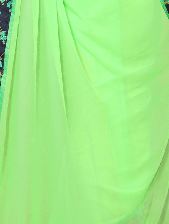 floral lace border saree with blouse - 15726548 - Zoom Image - 3