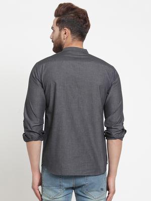 grey solid short kurta - 15726554 - Standard Image - 3