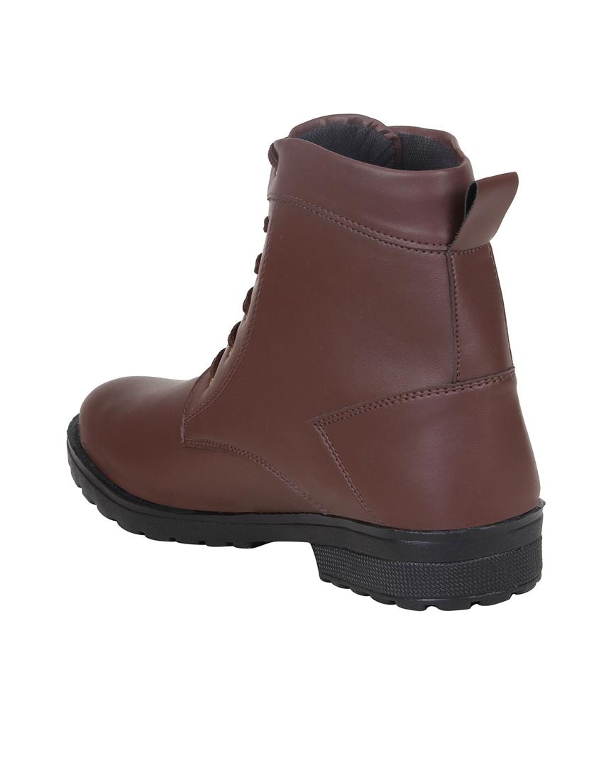 brown leatherette high ankle boots - 15726560 - Zoom Image - 3