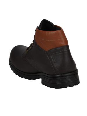 brown leatherette high ankle boots - 15726561 - Standard Image - 3