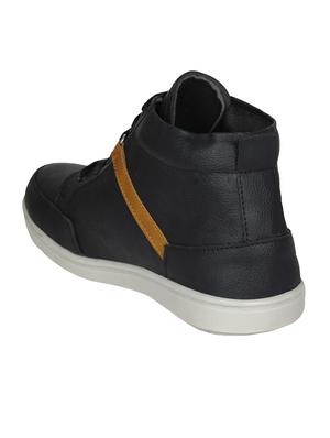 black leatherette lace up sneakers - 15726570 - Standard Image - 3