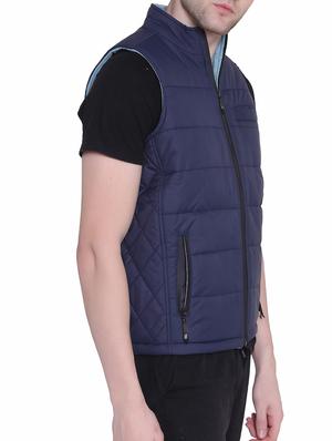 navy blue polyester blend reversible jacket - 15726596 - Standard Image - 3