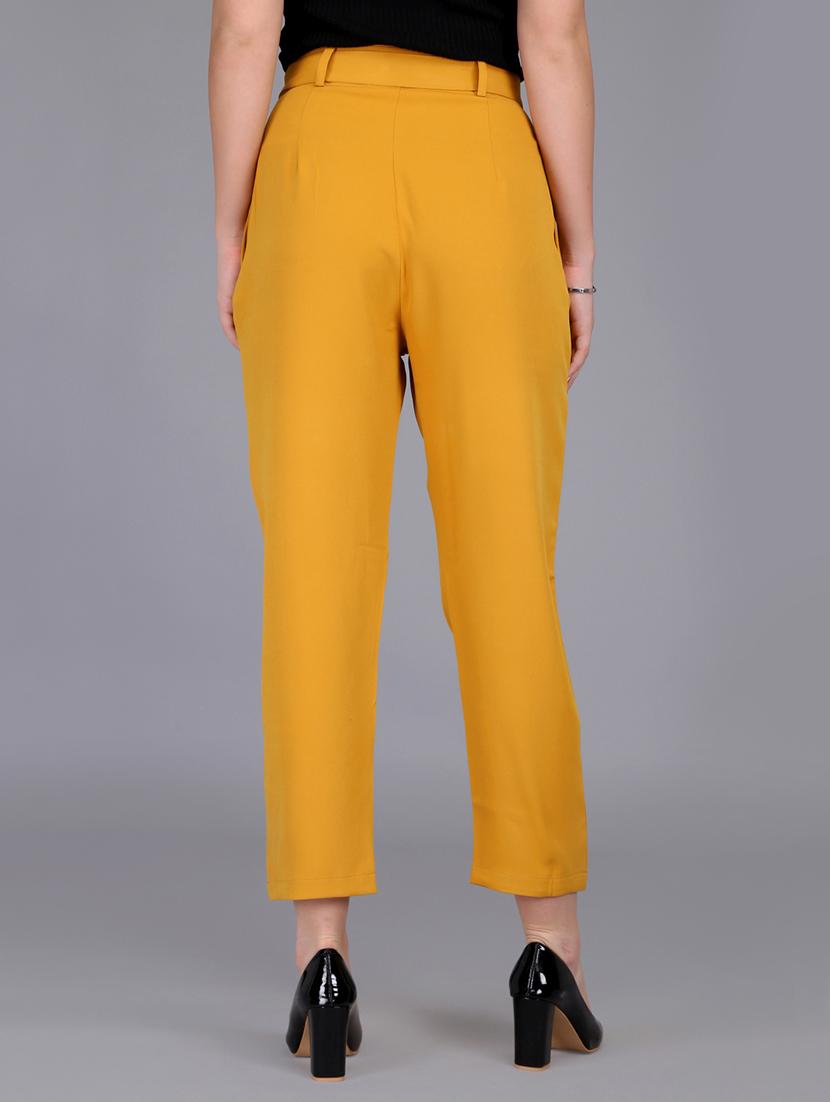 mustard tie up waist trouser - 15727041 - Zoom Image - 3