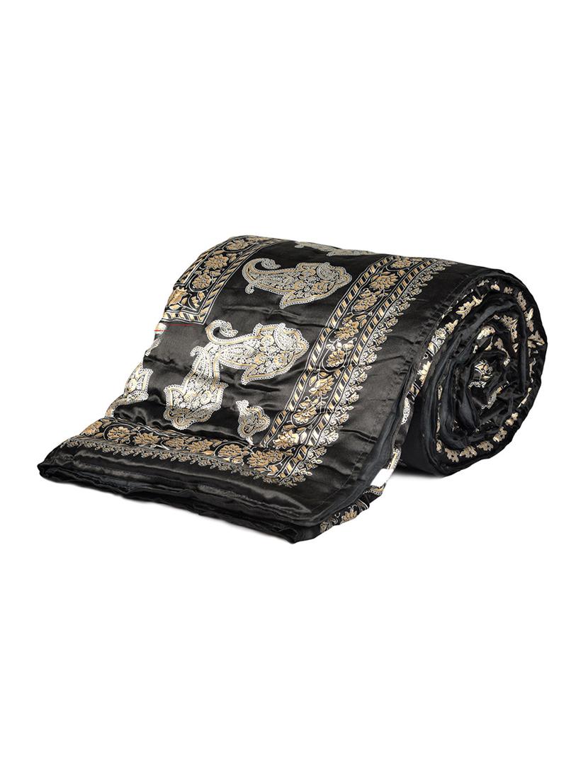 Black Base Sanganeri Print Single Bed Quilt - 15727146 - Zoom Image - 3