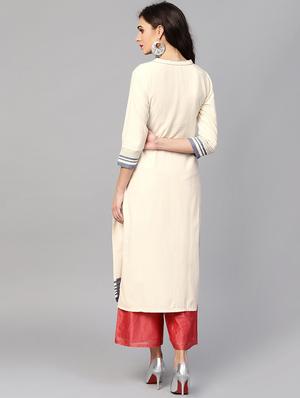 Straight embroidered kurta - 15727171 - Standard Image - 3