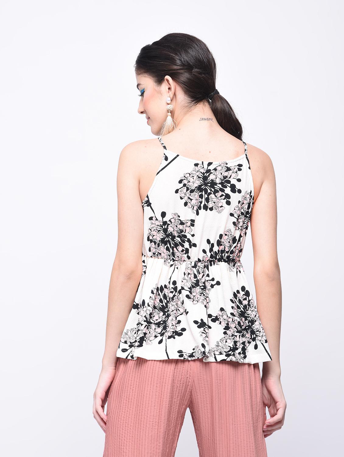 gathered waist floral top - 15727251 - Zoom Image - 3