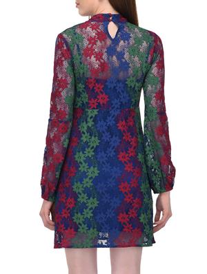 mock neck floral lace a-line dress - 15727282 - Standard Image - 3