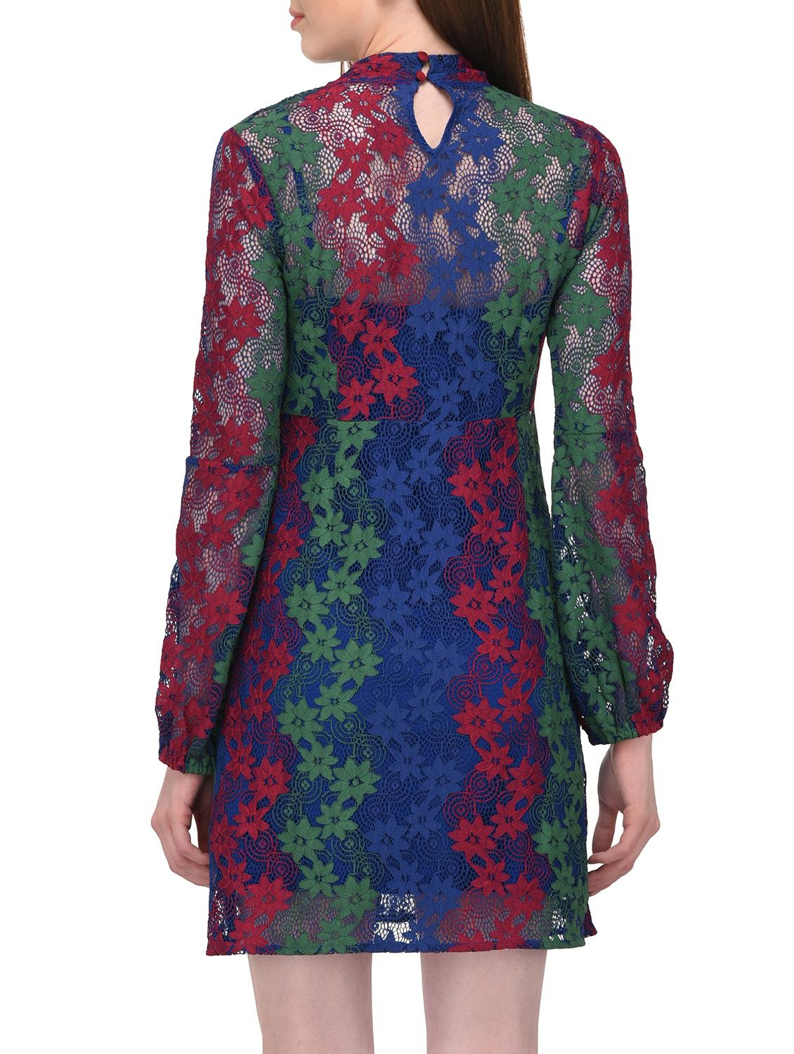 mock neck floral lace a-line dress - 15727282 - Zoom Image - 3