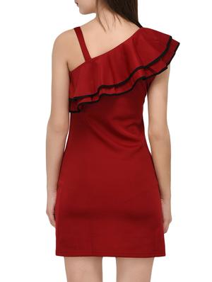 contrast edge ruffle detailed sheath dress - 15727290 - Standard Image - 3