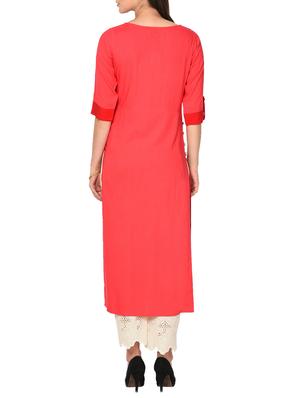 Pink straight kurta - 15727315 - Standard Image - 3