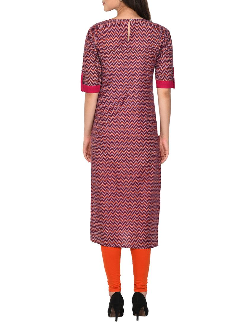 Chevron straight kurta - 15727323 - Zoom Image - 3