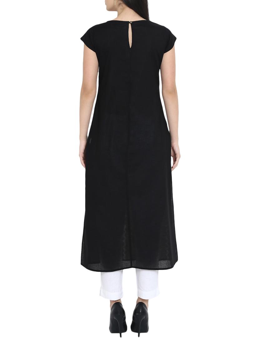A-line double slit chevron kurta - 15727329 - Zoom Image - 3