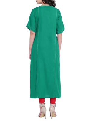 Teal straight kurta - 15727332 - Standard Image - 3
