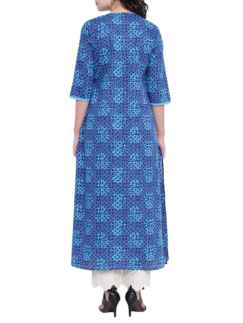 A-line printed slit kurta - 15727398 - Zoom Image - 3
