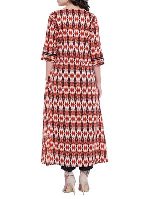 A-line ikat printed kurta - 15727404 - Standard Image - 3