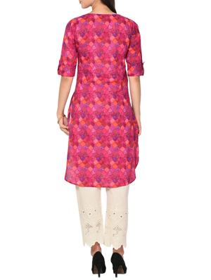 Printed high low kurta - 15727411 - Standard Image - 3
