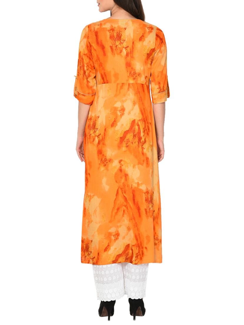 A-line printed slit kurta - 15727417 - Zoom Image - 3
