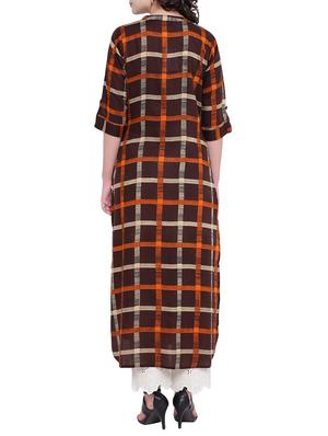 Checkered straight kurta - 15727418 - Standard Image - 3