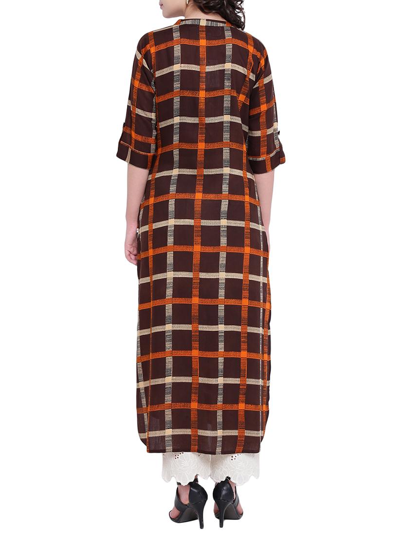 Checkered straight kurta - 15727418 - Zoom Image - 3