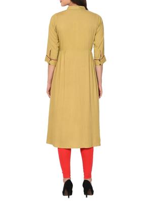 A-Line Front Slit solid Kurta - 15727421 - Standard Image - 3