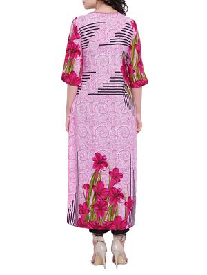 purple crepe straight kurta - 15727426 - Standard Image - 3