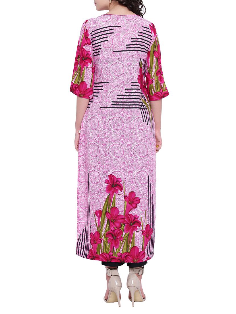 purple crepe straight kurta - 15727426 - Zoom Image - 3