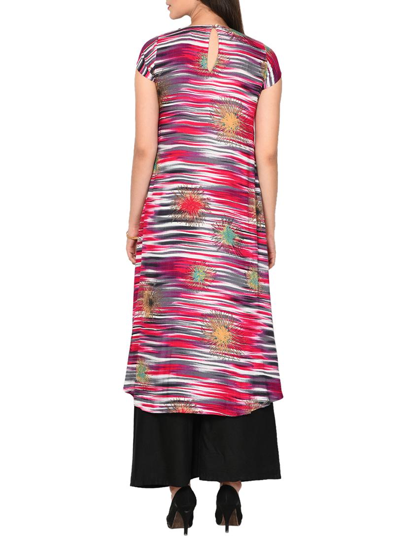 A-line printed Double slit kurta - 15727429 - Zoom Image - 3
