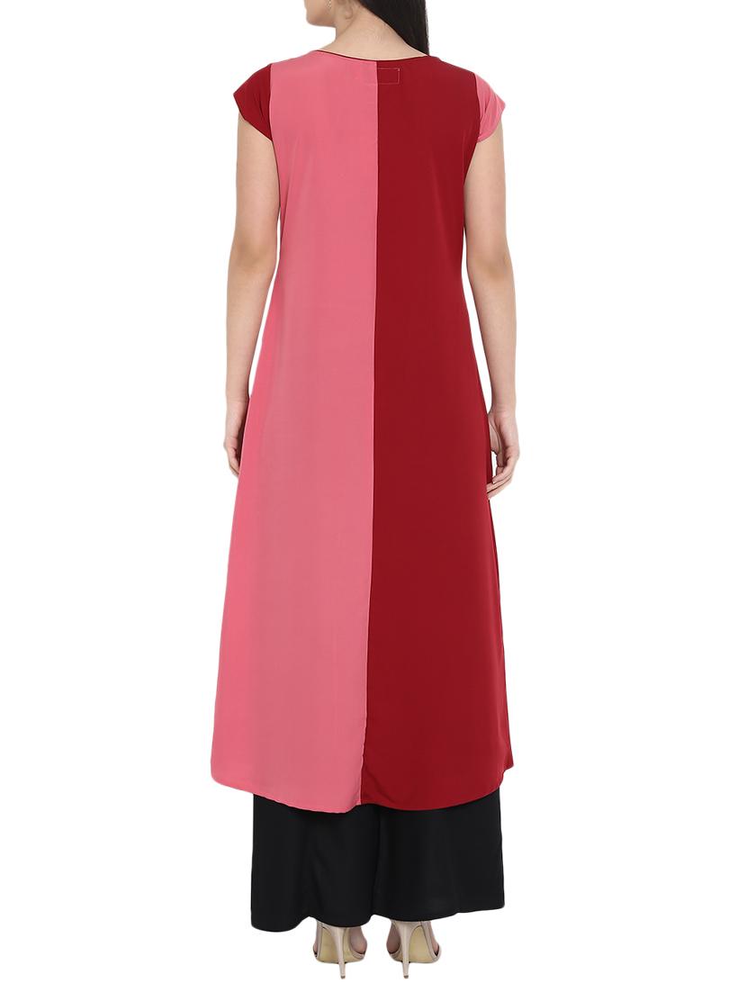 A-line color block kurta - 15727452 - Zoom Image - 3
