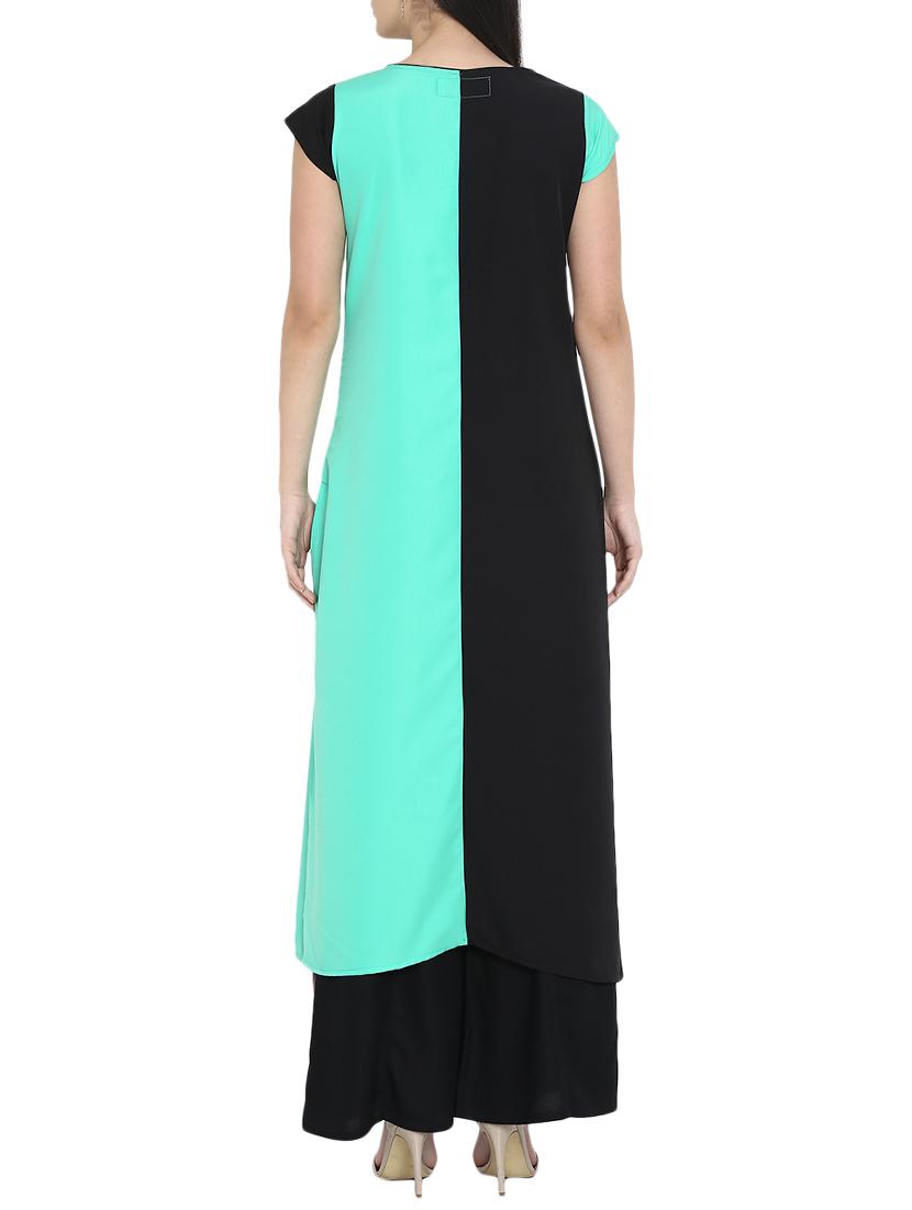 Straight color block kurta - 15727455 - Zoom Image - 3