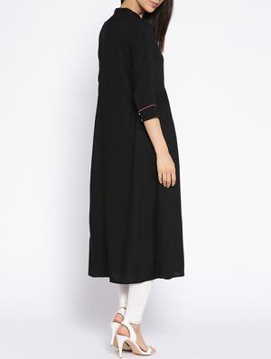 A-line solid piping kurta - 15727473 - Standard Image - 3
