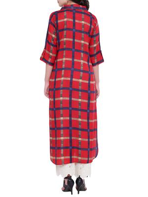 Checkered straight kurta - 15727474 - Standard Image - 3