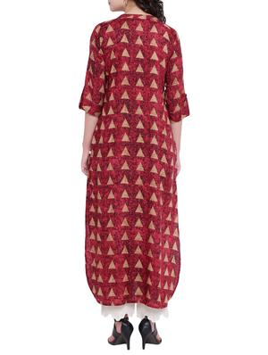 Geometrical straight kurta with tassels - 15727540 - Standard Image - 3