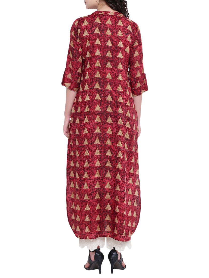 Geometrical straight kurta with tassels - 15727540 - Zoom Image - 3