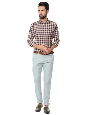 blue cotton blend chinos - 15727657 - Standard Image - 3