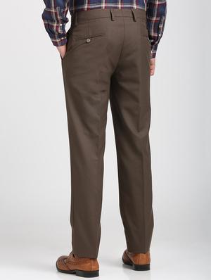 brown polyester blend flat front trousers formal - 15727697 - Standard Image - 3